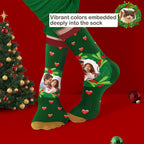 Custom Socks With Mistletoe and Heart Christmas Gifts for Family