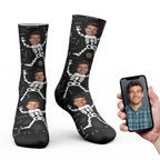 Custom Face Skeleton Body Halloween Socks – Funny Halloween Gift