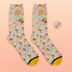 Add Text One Face Socks Personalized Pet Portrait with Name Face Print with Name Option