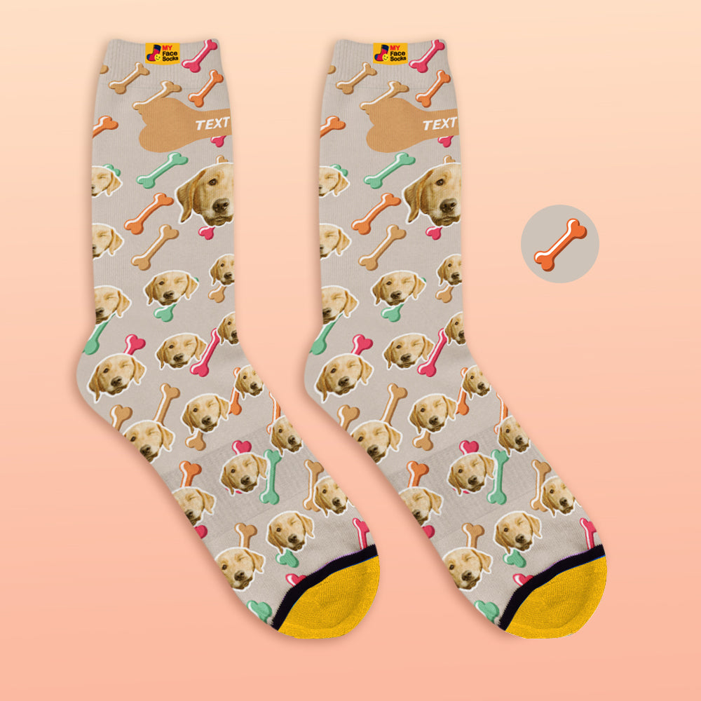 Add Text One Face Socks Personalized Pet Portrait with Name Face Print with Name Option