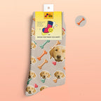 Add Text Two Faces Personalized Pet Portrait with Name Socks for Pet Lover Gifting
