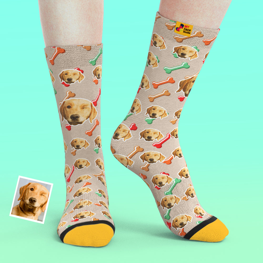 Socks Personalized Pet Portrait with Name for Pet Lover Gifting Without Text One Face