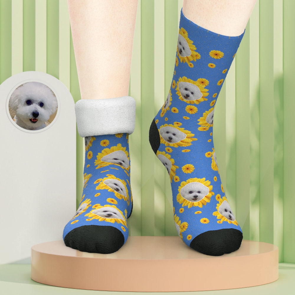 Blue Socks Personalized Pet Portrait Little Daisy Pattern