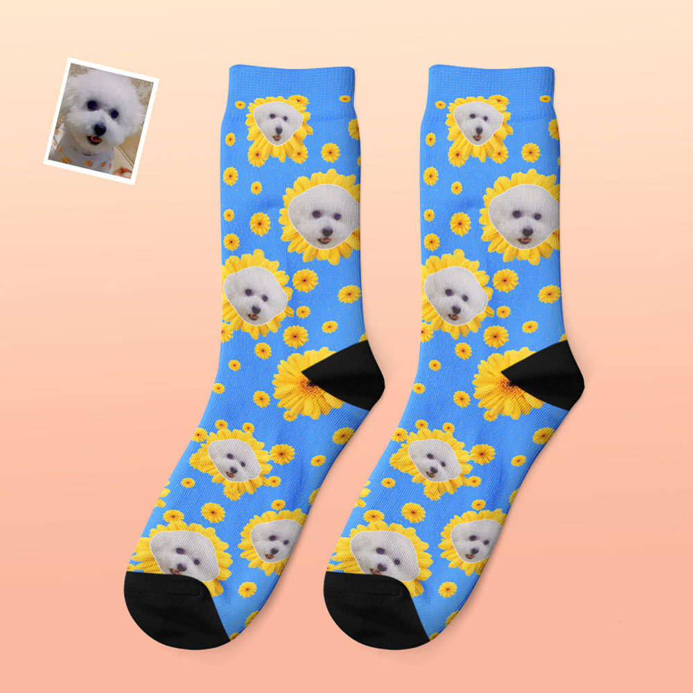 Blue Personalized Pet Portrait Socks for Pet Lover Gifting