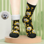 Personalized Pet Portrait Socks Little Daisy Pattern Pink