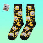 Socks Little Daisy Pattern Personalized Pet Portrait for Pet Lover Gifting Pink