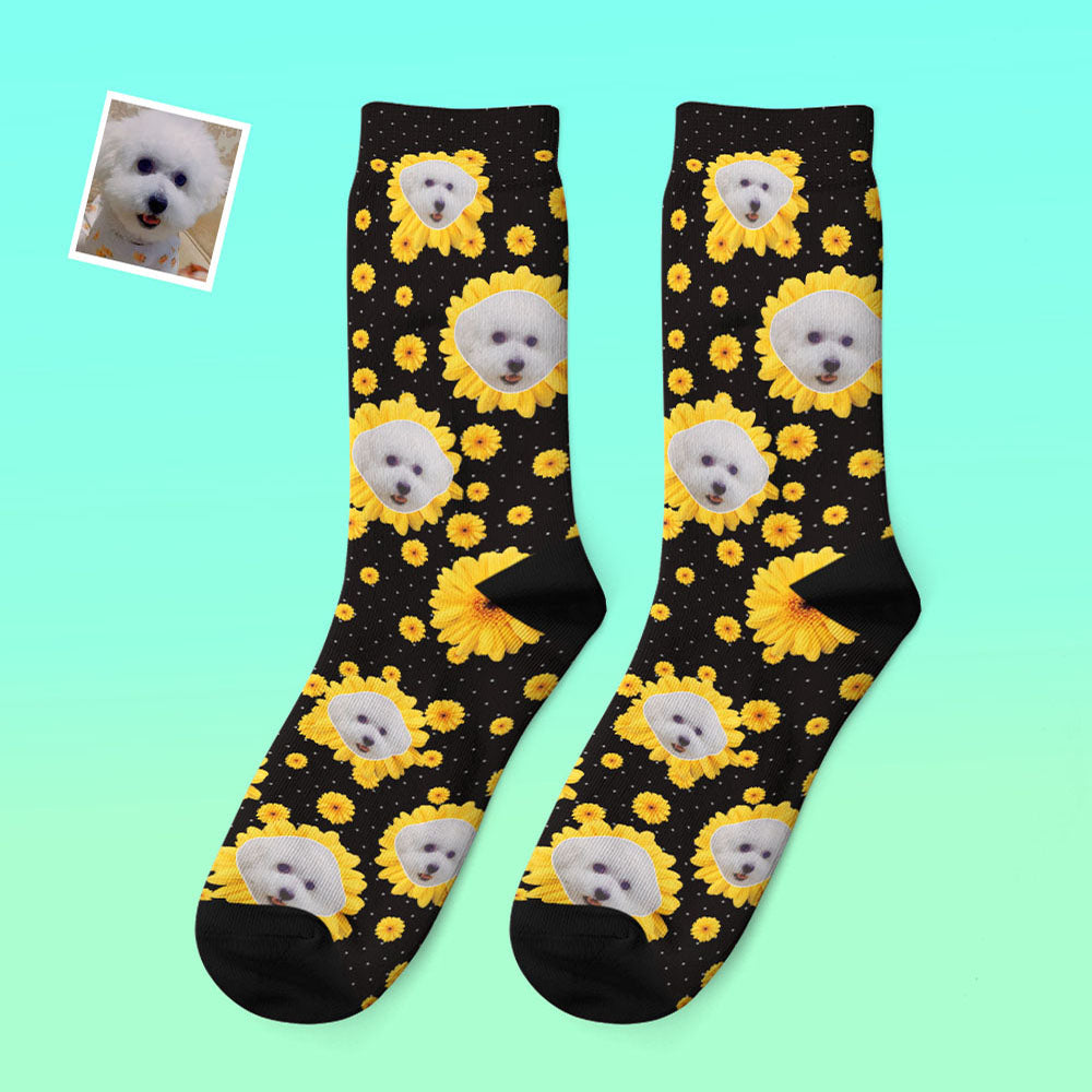 Socks Little Daisy Pattern Personalized Pet Portrait for Pet Lover Gifting Pink