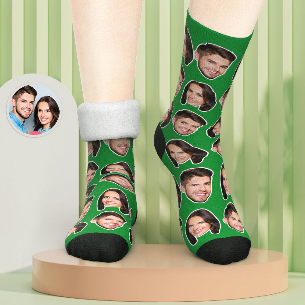 Custom Photo Thick Socks Winter Warm Couple Gifts