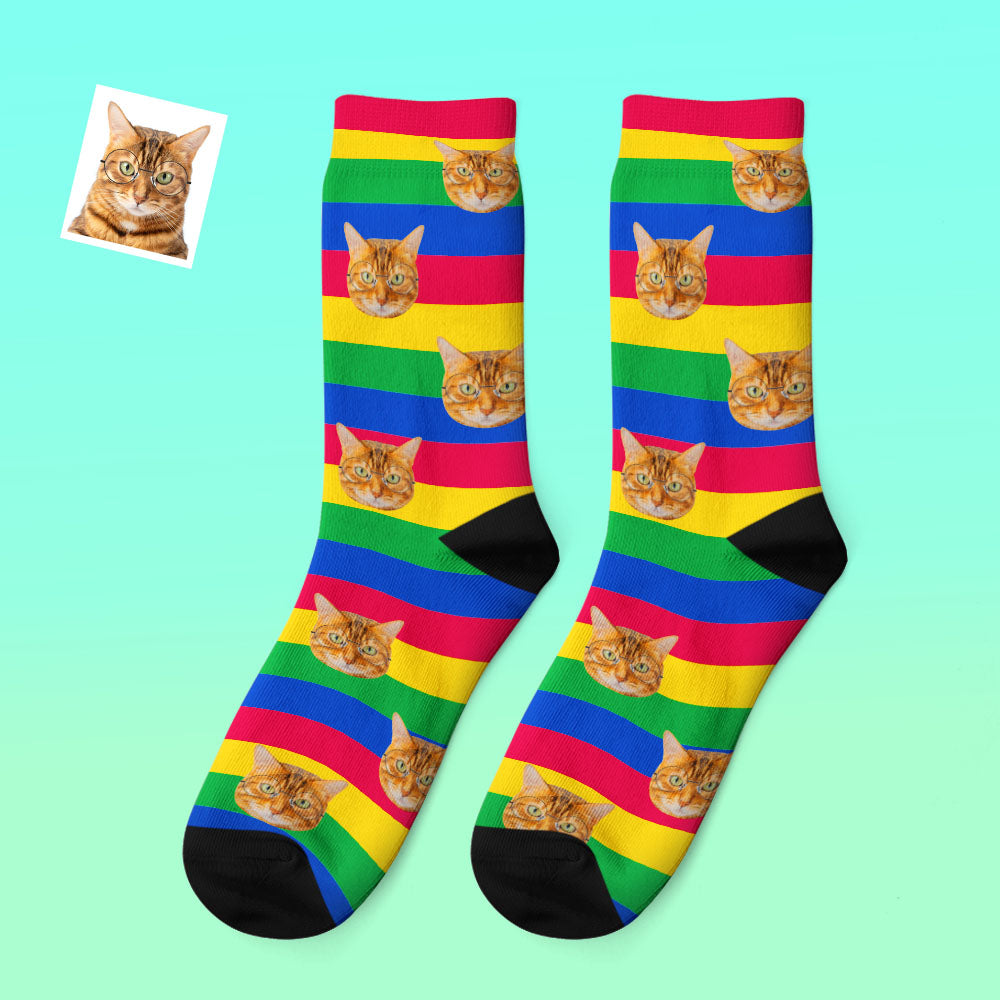 Personalized Photo Cat Memorial Socks Thick Winter Comfort