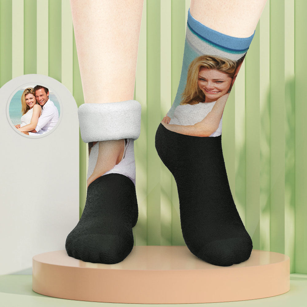 Calcetines gruesos con foto personalizada para conmemorar el invierno, regalos para parejas
