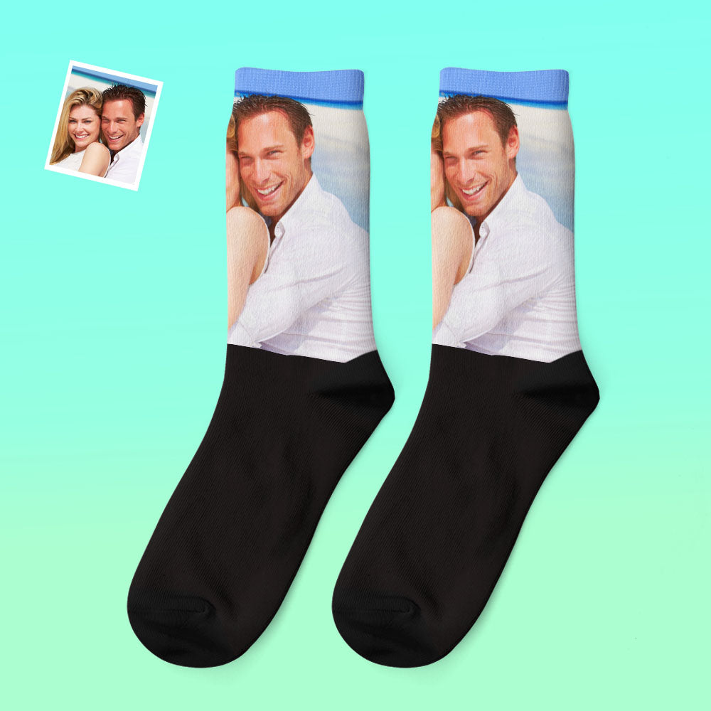 Calcetines gruesos con foto personalizada para conmemorar el invierno, regalos para parejas