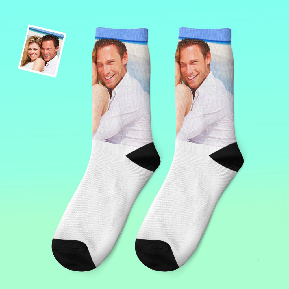 Calcetines gruesos con foto personalizada para conmemorar el invierno, regalos para parejas