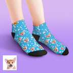 Blue Ankle Socks Personalized Pet Portrait for Pet Lover Gifting