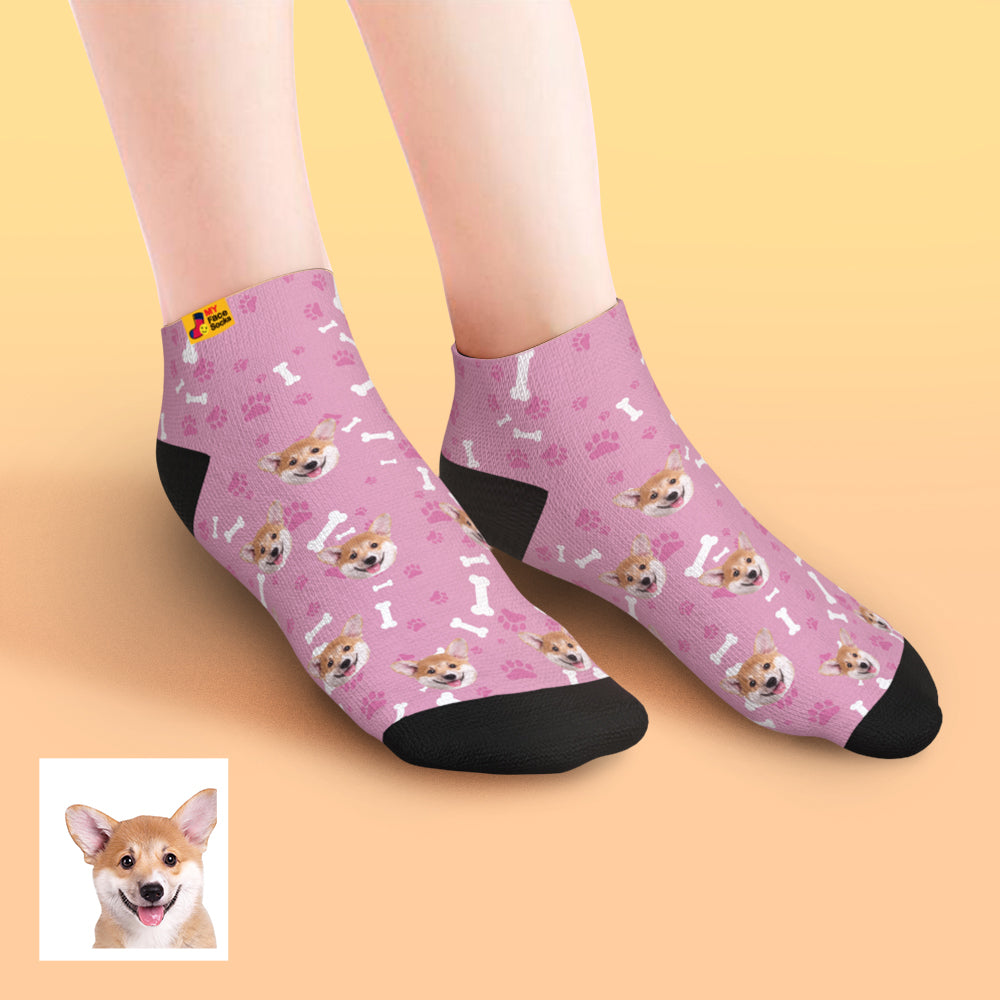 Smoky Blue Ankle Socks Personalized Pet Portrait for Pet Lover Gifting