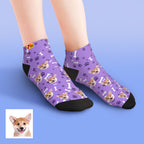 Black Personalized Pet Portrait Ankle Socks Low Cut Comfort Fit
