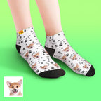 Ankle Socks for Pet Lover Gifting Personalized Pet Portrait Low Cut Comfort Fit Red