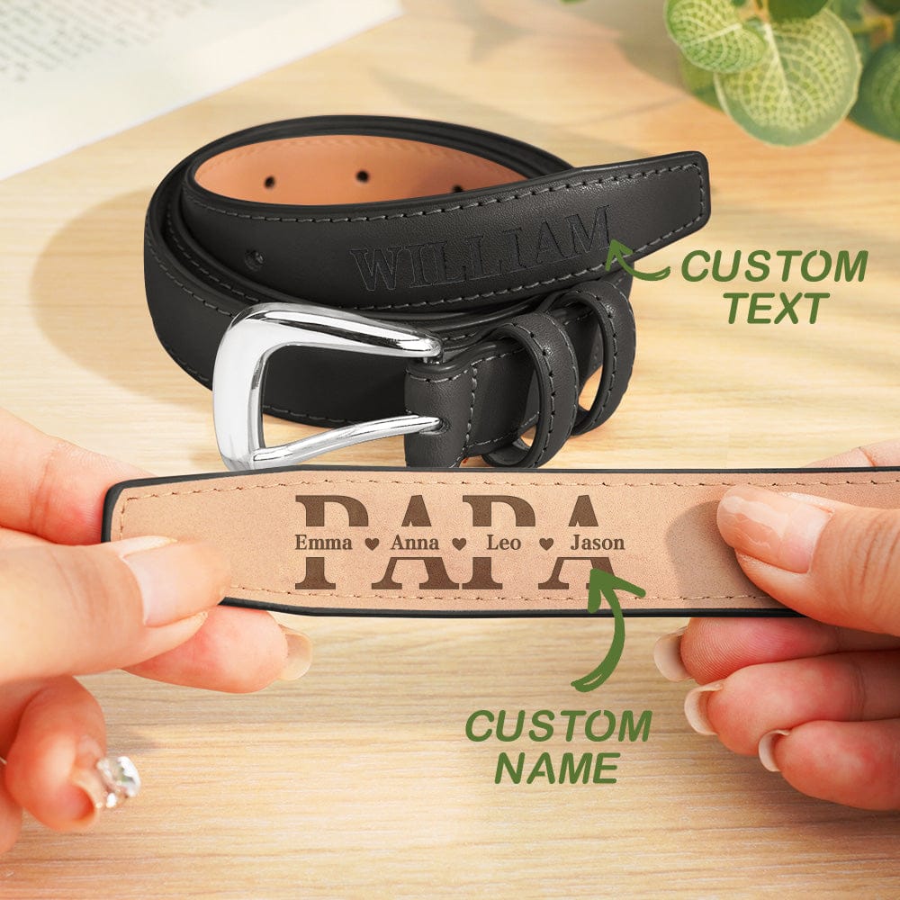 Personalized PU Leather Belt with Engraved Name Men's Belt Father's Day Birthday Gift for Father