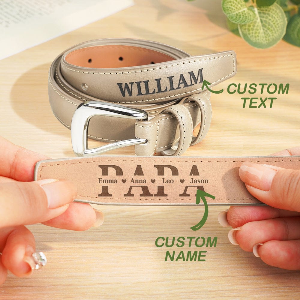 Personalized PU Leather Belt with Engraved Name Men's Belt Father's Day Birthday Gift for Father