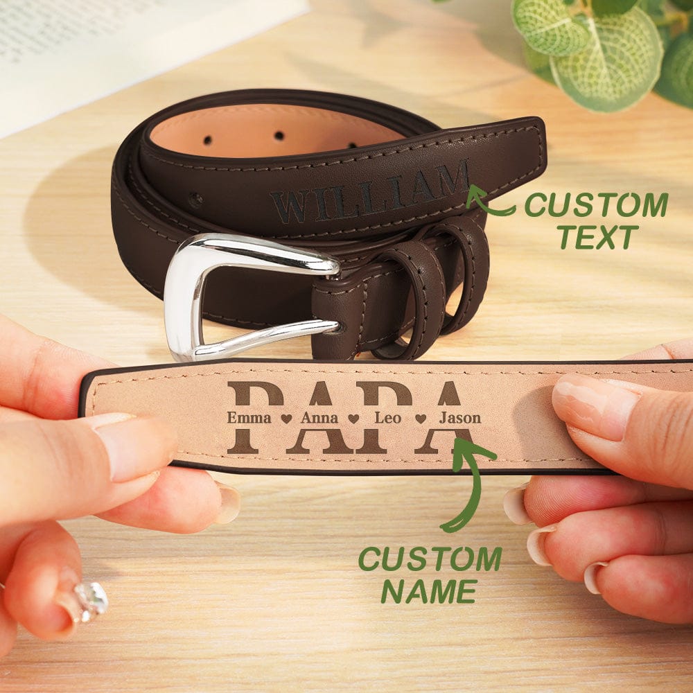 Personalized PU Leather Belt with Engraved Name Men's Belt Father's Day Birthday Gift for Father