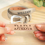 Personalized Men's PU Leather Belt with Engraved Name Belt Birthday Gift for Dad