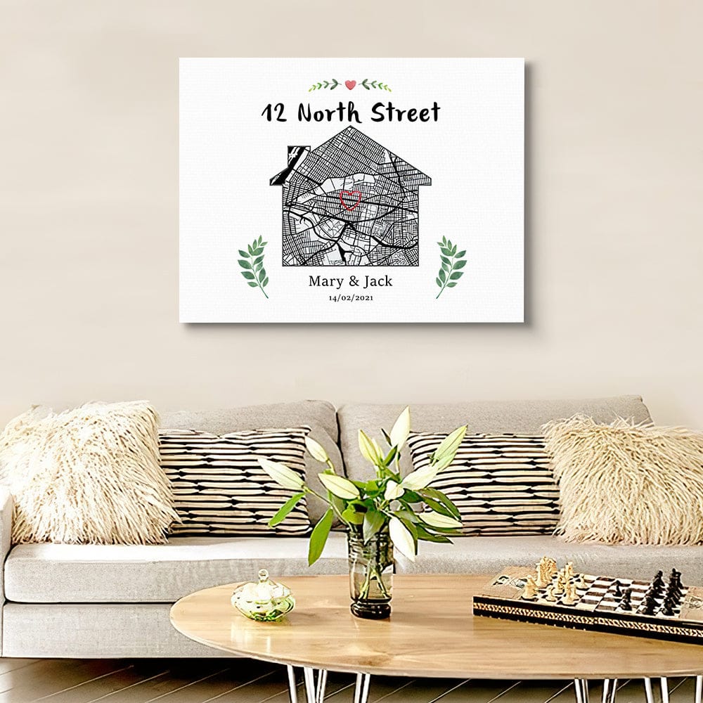personalized wooden canvas print keepsake as a new home gift