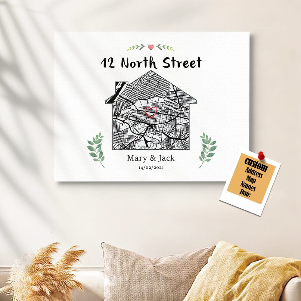 personalized wooden canvas print as a new home gift