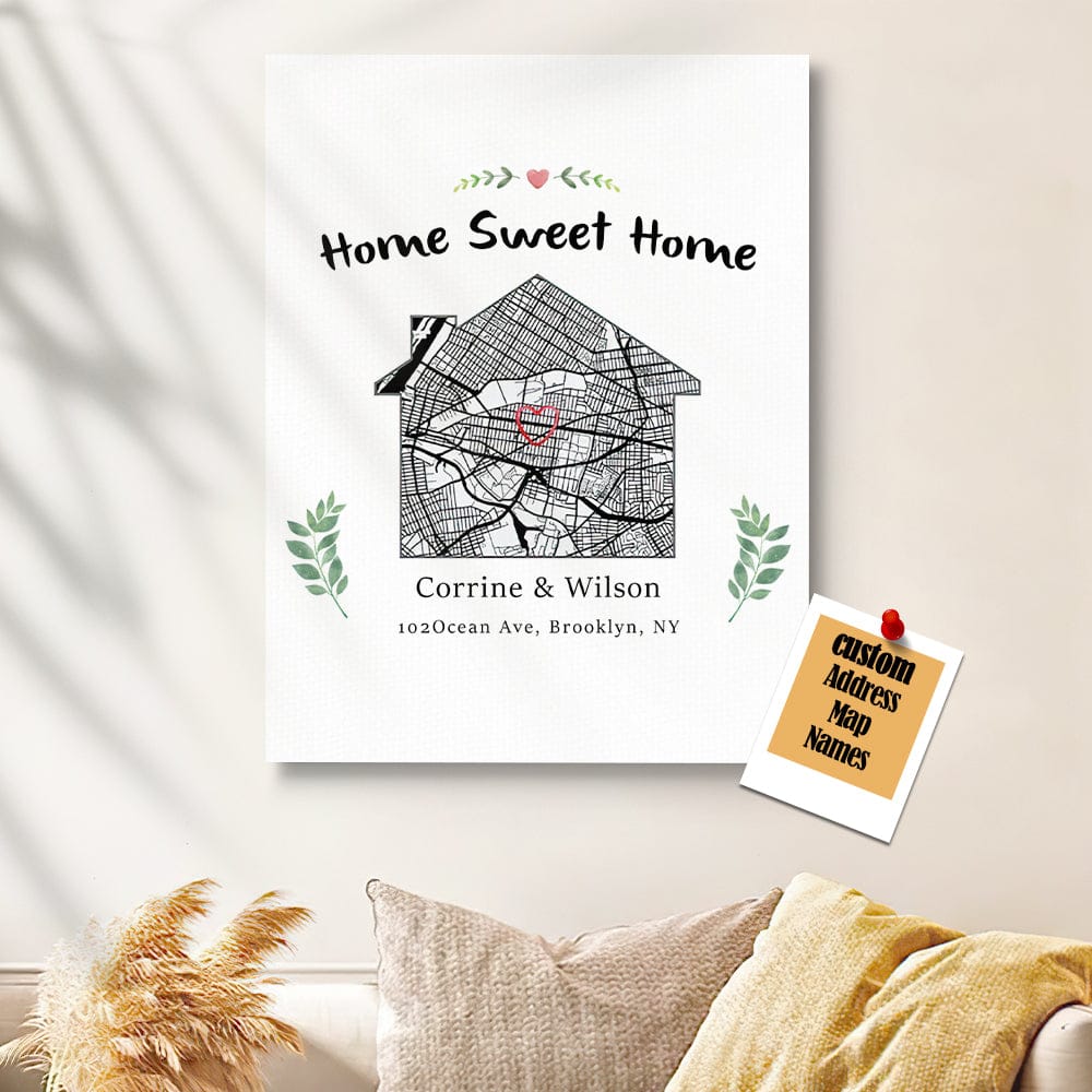 personalized wooden canvas print as a new home gift