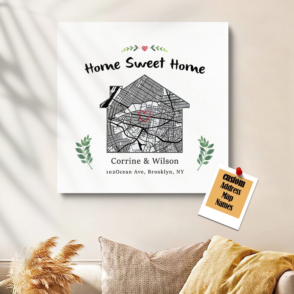 sweet home personalized wooden canvas print as a new home gift