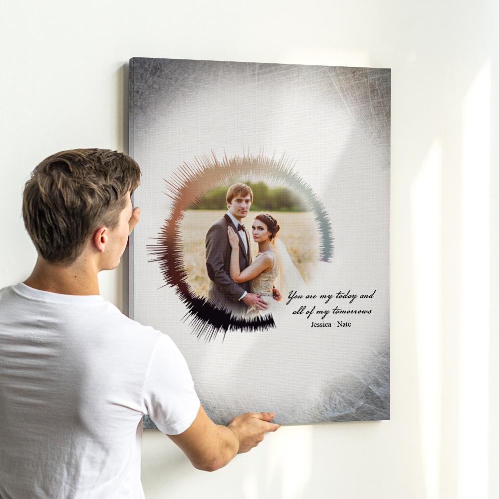 custom painting round sound wave photo print soundwave text detail view