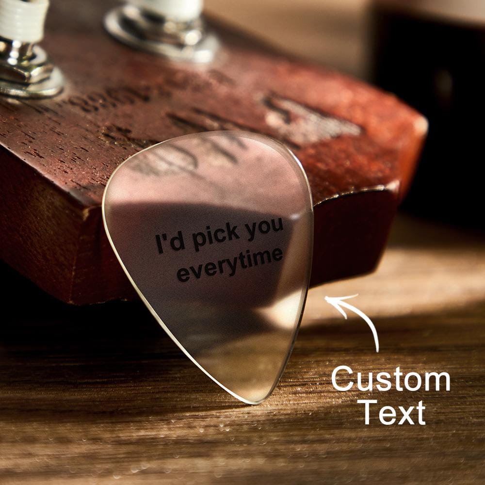 Custom Guitar Pick With Text Transparent Engraving Guitar Pick