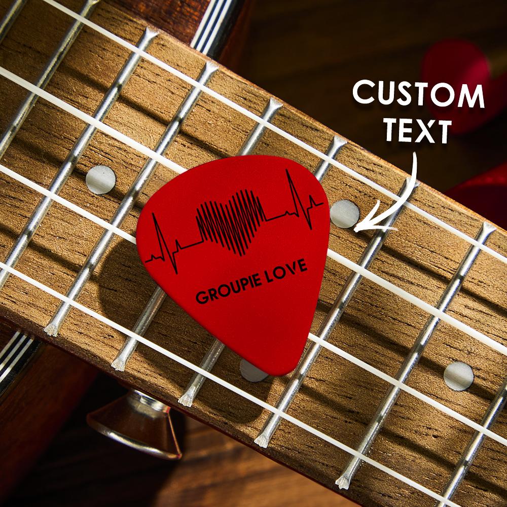 Custom Text Red Heart Guitar Pick