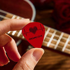 Custom Text Red Heart Guitar Pick