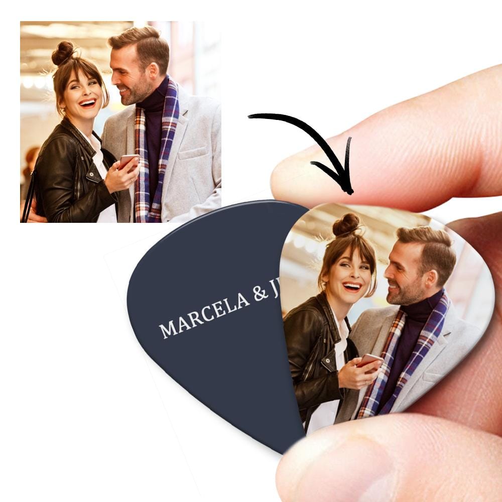 Custom Text Guitar Pick, Engraved Double-Sided Printed with Photo Guitar Pick Gifts 12Pcs With Free Pick Case
