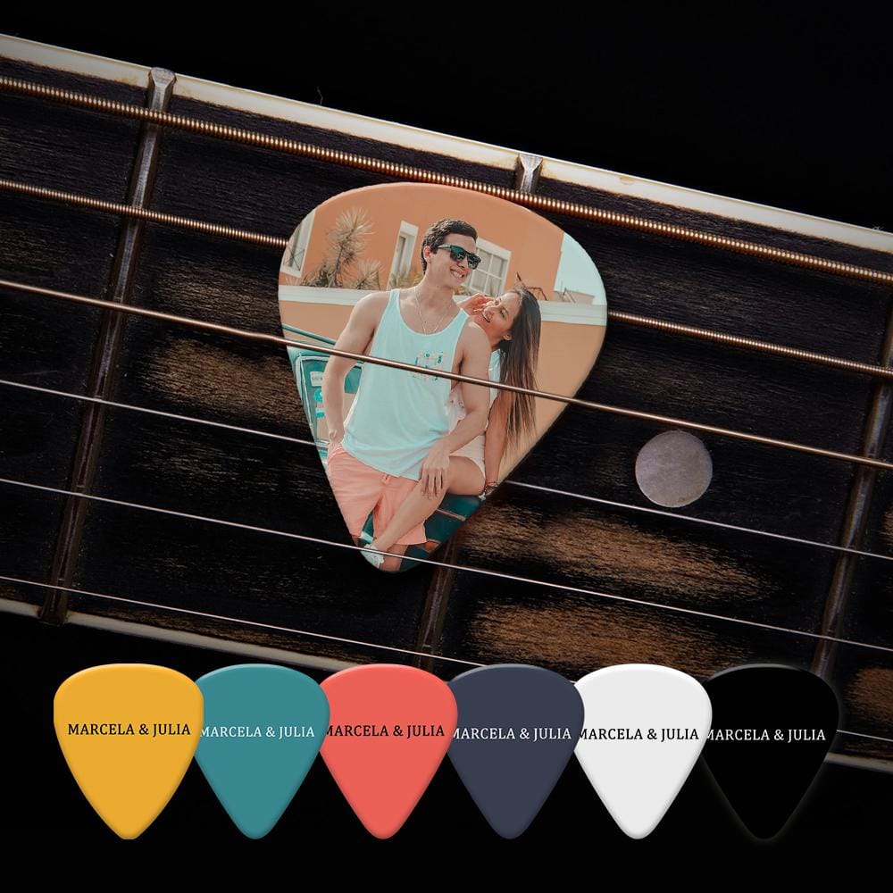 Custom Text Guitar Pick, Engraved Double-Sided Printed with Photo Guitar Pick Gifts 12Pcs With Free Pick Case