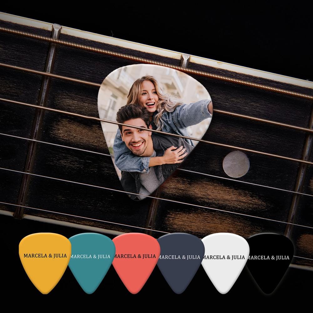 Custom Text Guitar Pick, Engraved Double-Sided Printed with Photo Guitar Pick Gifts 12Pcs With Free Pick Case