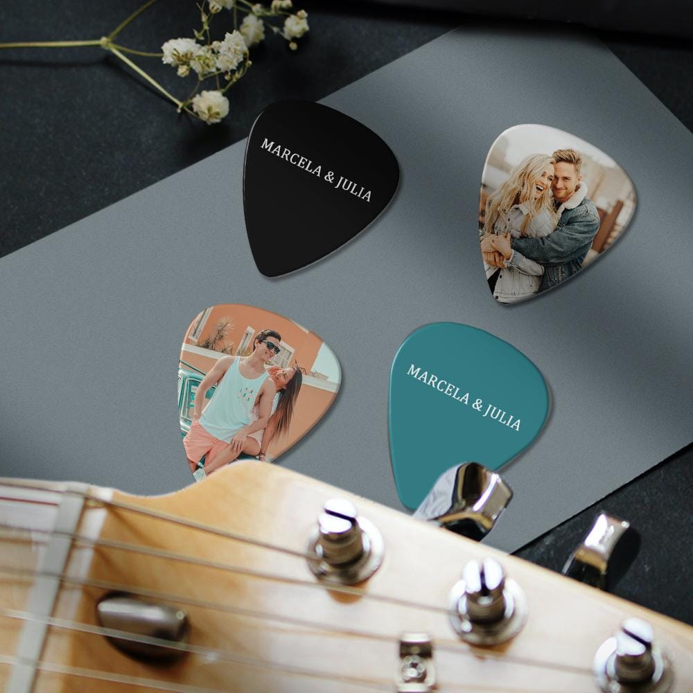 Custom Text Guitar Pick, Engraved Double-Sided Printed with Photo Guitar Pick Gifts 12Pcs With Free Pick Case