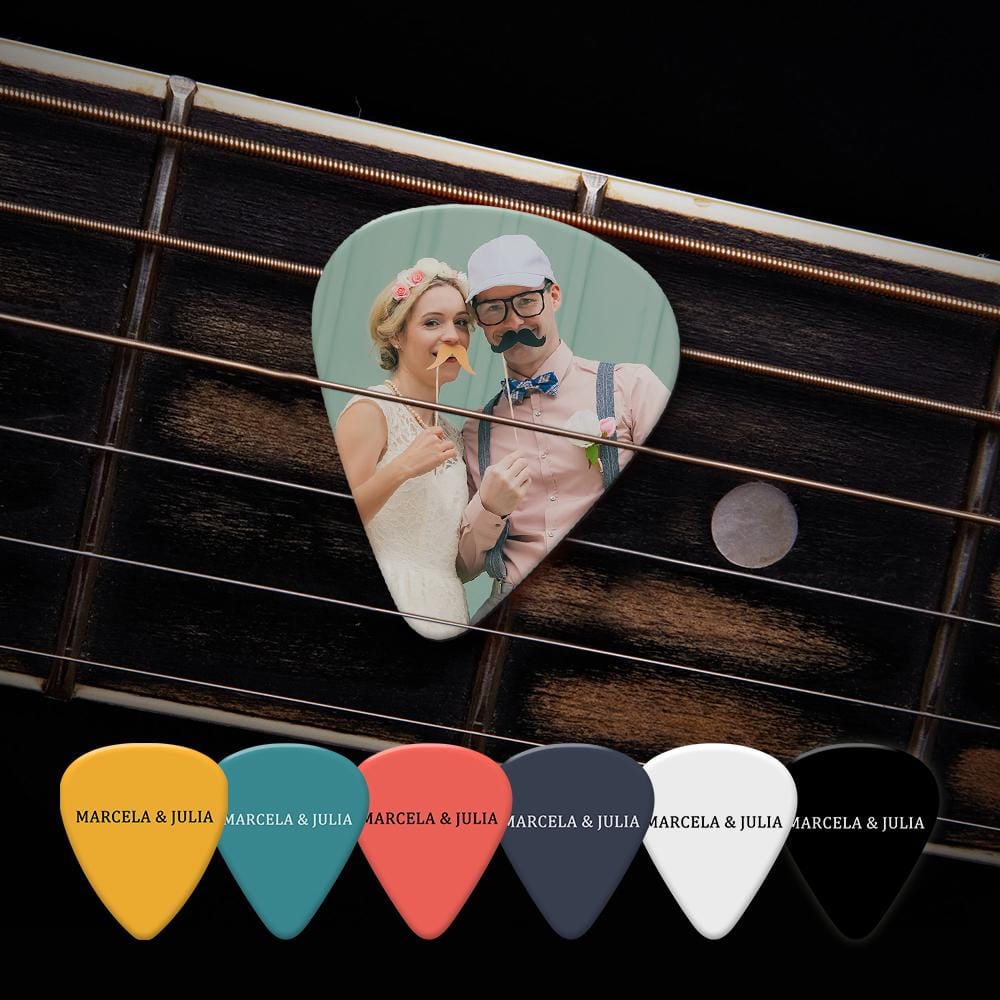 Custom Text Guitar Pick, Engraved Double-Sided Printed with Photo Guitar Pick Gifts 12Pcs With Free Pick Case