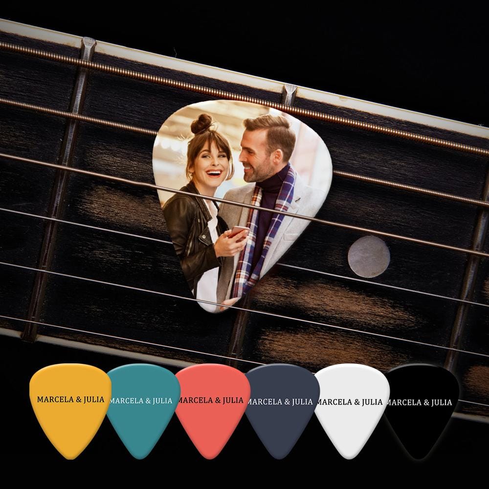 Custom Text Guitar Pick, Engraved Double-Sided Printed with Photo Guitar Pick Gifts 12Pcs With Free Pick Case