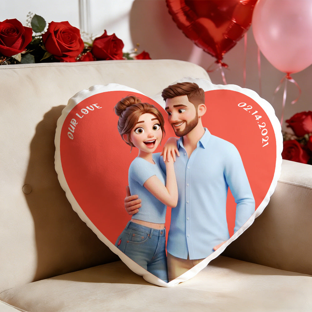 Custom Photo Heart-shaped Pillow Personalized Pillow Valentines Gift Wedding Gift for Couple