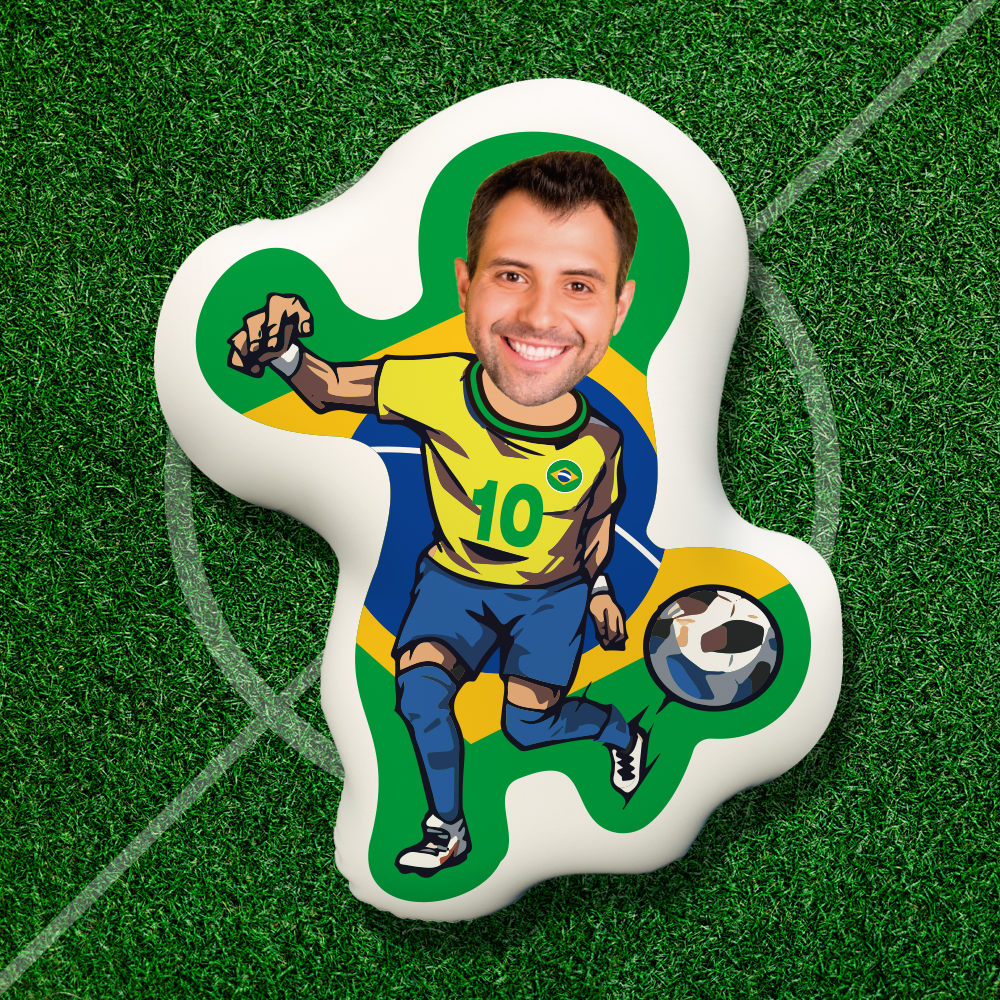 Soccer World Cup Minime Pillow Gift Custom Face Brazil, the Best Gift for Brazil Soccer Fans