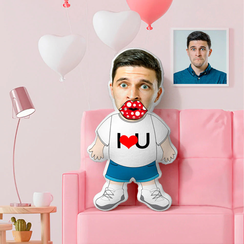 Custom Face Pillow Female I LOVE U Pillow Personalized Face MinIMe Pillow