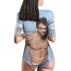 Custom Photo Half Sleeve Swimsuit One Piece Swimwear Personalized Women's Half Sleeve Swimsuit