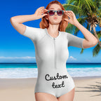 Custom Swimsuit One Piece Swimwear Personalized Half Sleeve Swimsuit