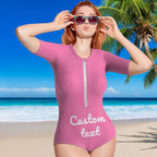 Custom Swimsuit One Piece Swimwear Personalized Half Sleeve Swimsuit