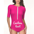 Custom Swimsuit One Piece Swimwear Personalized Half Sleeve Swimsuit