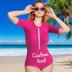 Custom Swimsuit One Piece Swimwear Personalized Half Sleeve Swimsuit