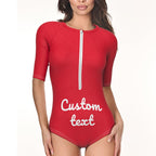 Custom Swimsuit One Piece Swimwear Personalized Half Sleeve Swimsuit