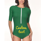 Custom Swimsuit One Piece Swimwear Personalized Half Sleeve Swimsuit