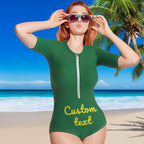 Custom Swimsuit One Piece Swimwear Personalized Half Sleeve Swimsuit