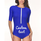 Custom Swimsuit One Piece Swimwear Personalized Half Sleeve Swimsuit